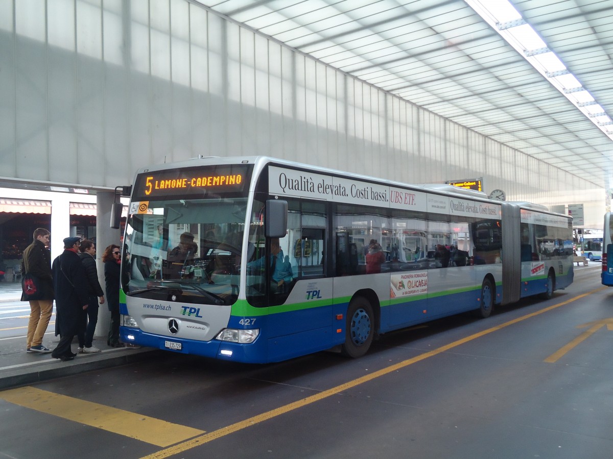 (147'733) - TPL Lugano - Nr. 427/TI 235'729 - Mercedes am 5. November 2013 in Lugano, Centro