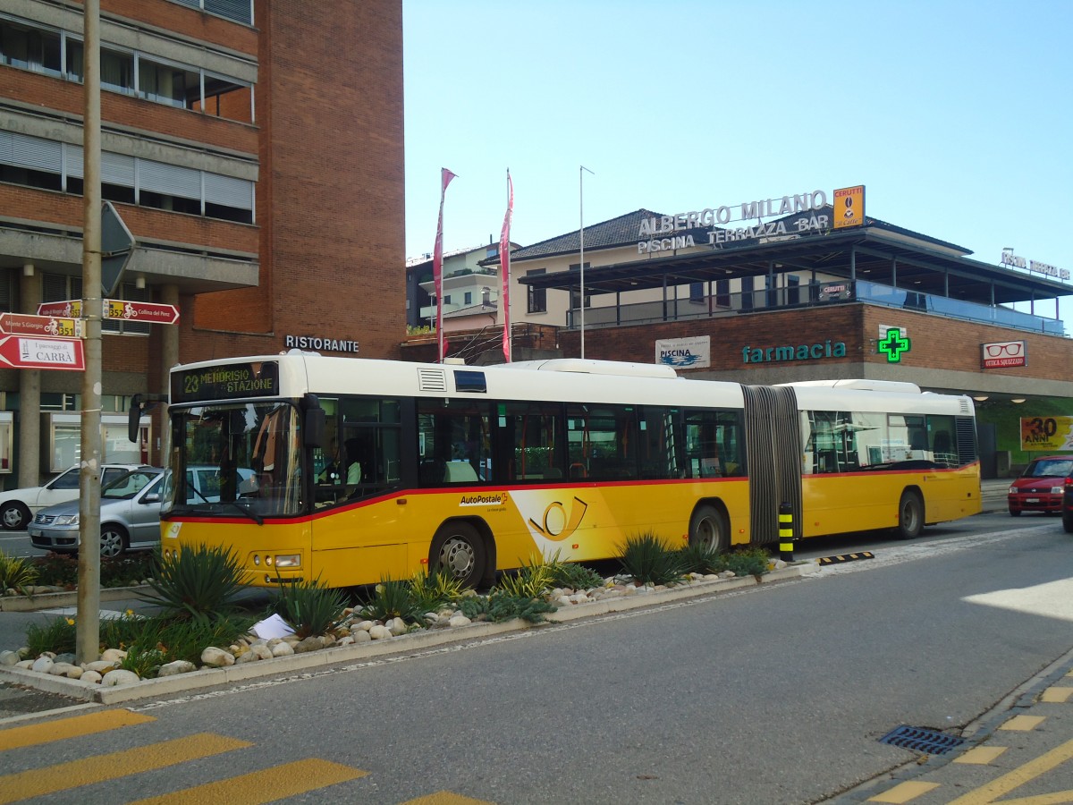 (147'843) - Autopostale, Mendrisio - TI 6142 - Volvo (ex Vorfhrfahrzeug Volvo, D-Heilbronn) am 6. November 2013 beim Bahnhof Mendrisio