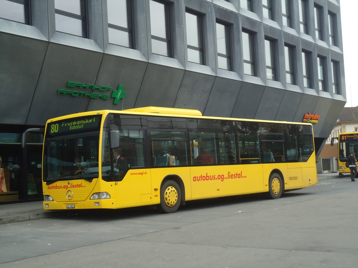 (148'092) - AAGL Liestal - Nr. 61/BL 6263 - Mercedes am 17. November 2013 beim Bahnhof Liestal