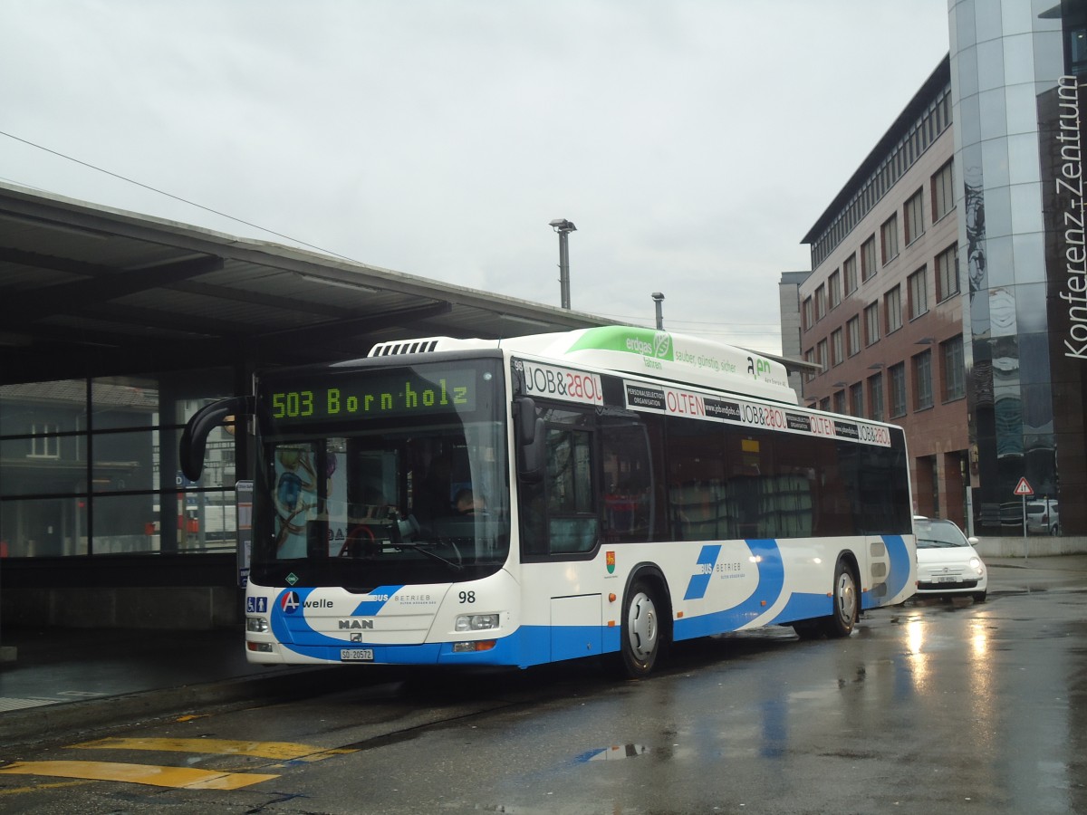 (148'441) - BOGG Wangen b.O. - Nr. 98/SO 20'572 - MAN am 25. Dezember 2013 beim Bahnhof Olten