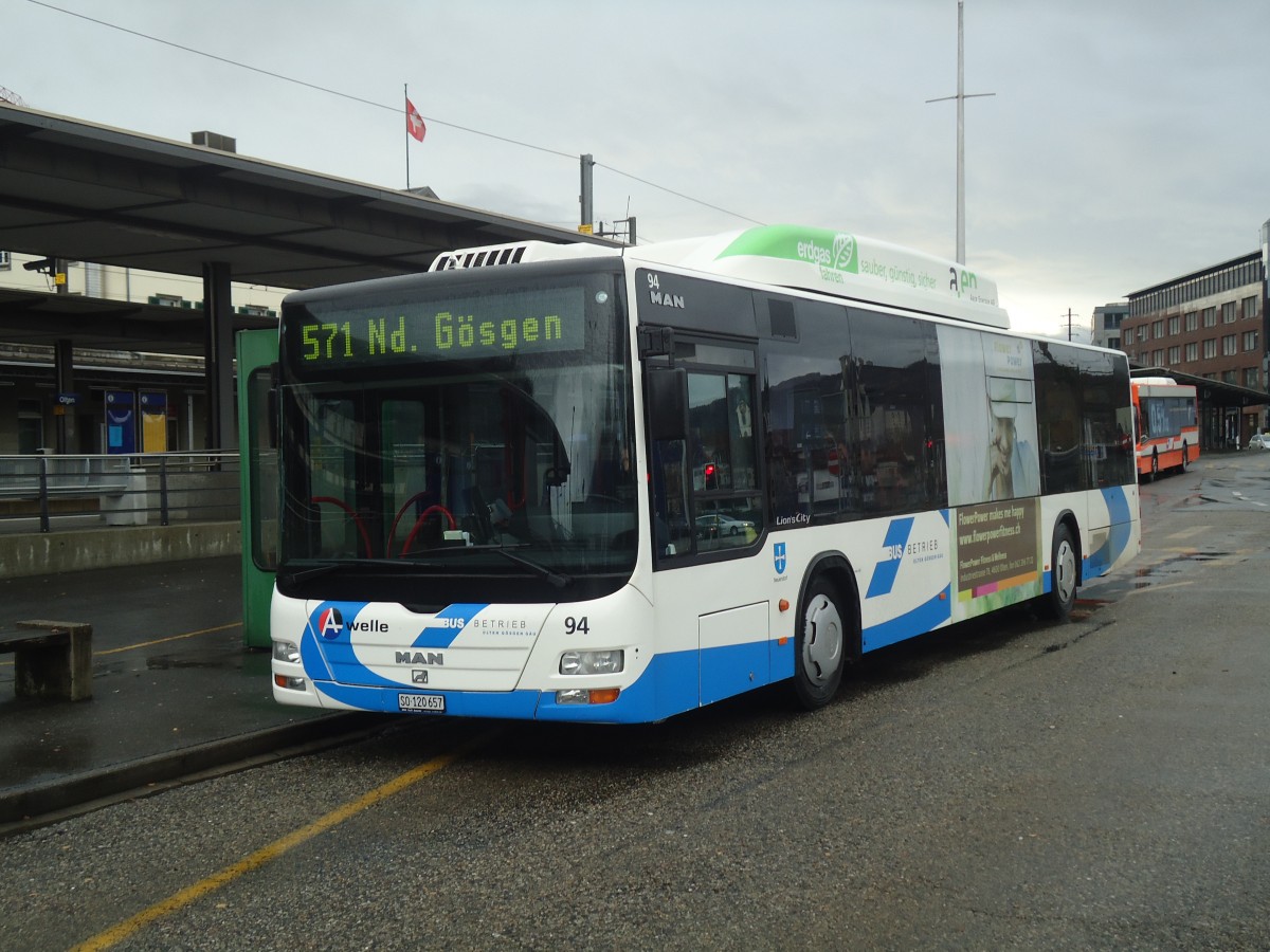 (148'444) - BOGG Wangen b.O. - Nr. 94/SO 120'657 - MAN am 25. Dezember 2013 beim Bahnhof Olten