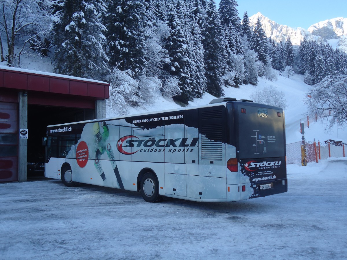 (148'514) - EAB Engelberg - Nr. 1/OW 10'195 - Mercedes (ex TC La Chaux-de-Fonds Nr. 214) am 27. Dezember 2013 in Engelberg, Garage