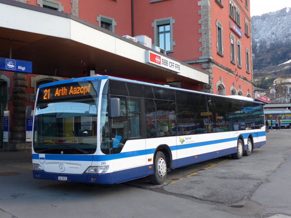 (148'825) - Auf der Maur, Steinen - Nr. 245/SZ 5873 - Mercedes am 9. Februar 2014 beim Bahnhof Arth-Goldau