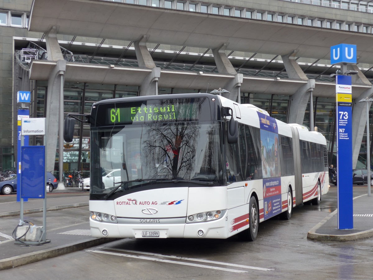 (148'881) - ARAG Ruswil - Nr. 25/LU 12'099 - Solaris am 16. Februar 2014 beim Bahnhof Luzern