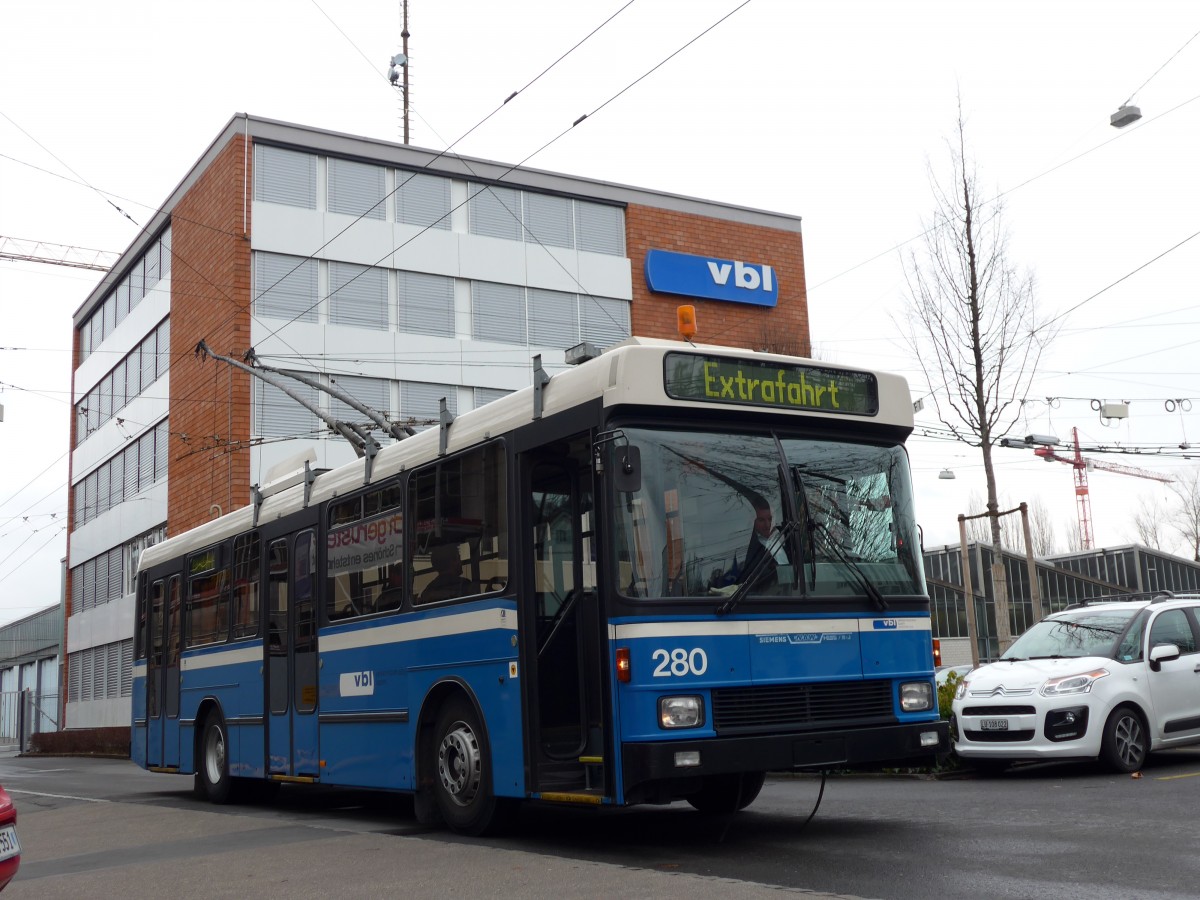 (148'948) - VBL Luzern - Nr. 280 - NAW/R&J-Hess Trolleybus am 16. Februar 2014 in Luzern, Depot