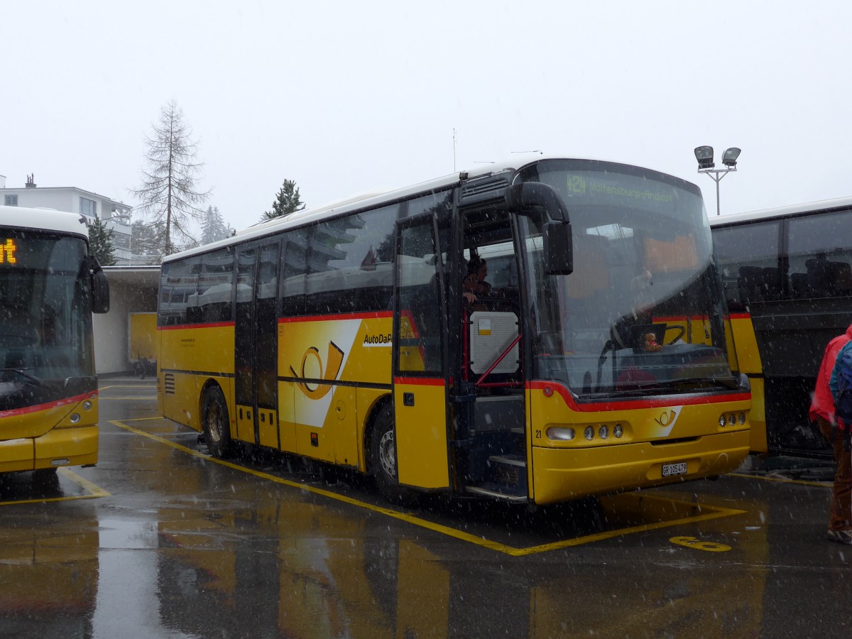 (149'053) - Fontana, Ilanz - Nr. 21/GR 105'479 - Neoplan (ex Spescha, Andiast) am 1. Mrz 2014 beim Bahnhof Ilanz