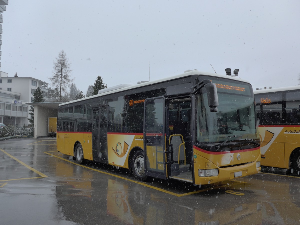 (149'063) - Fontana, Ilanz - Nr. 22/GR 105'478 - Irisbus am 1. Mrz 2014 beim Bahnhof Ilanz