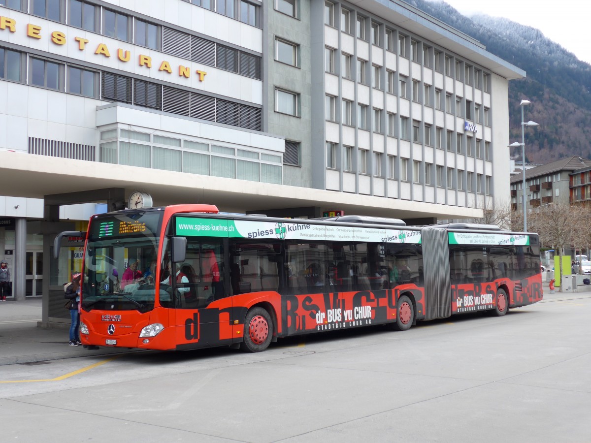 (149'138) - SBC Chur - Nr. 58/GR 155'858 - Mercedes am 1. Mrz 2014 beim Bahnhof Chur