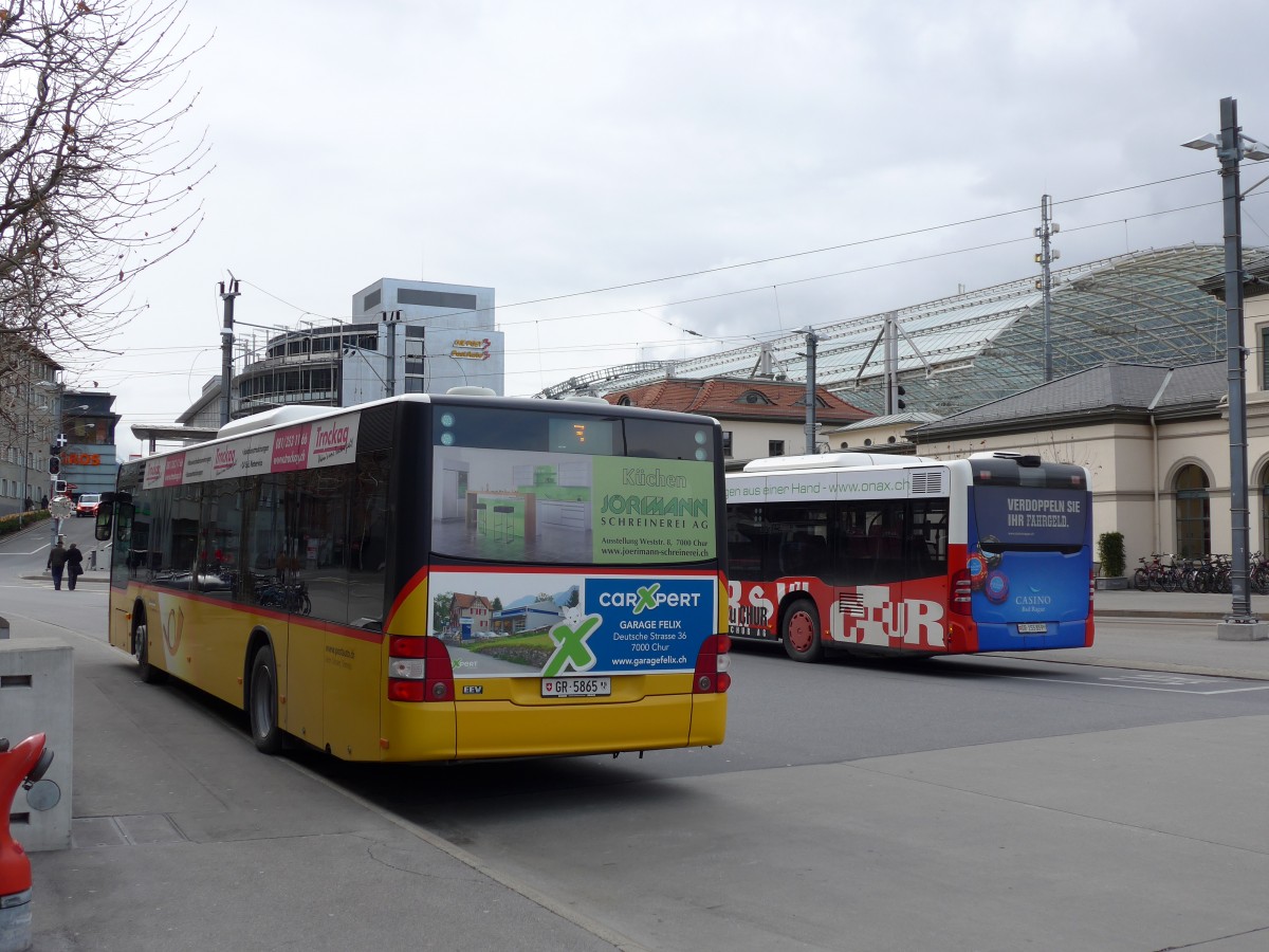 (149'154) - Dnser, Trimmis - GR 5865 - MAN am 1. Mrz 2014 beim Bahnhof Chur