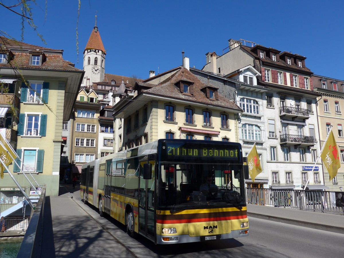 (149'360) - STI Thun - Nr. 89/BE 572'089 - MAN am 17. Mrz 2014 in Thun, Sinnebrcke