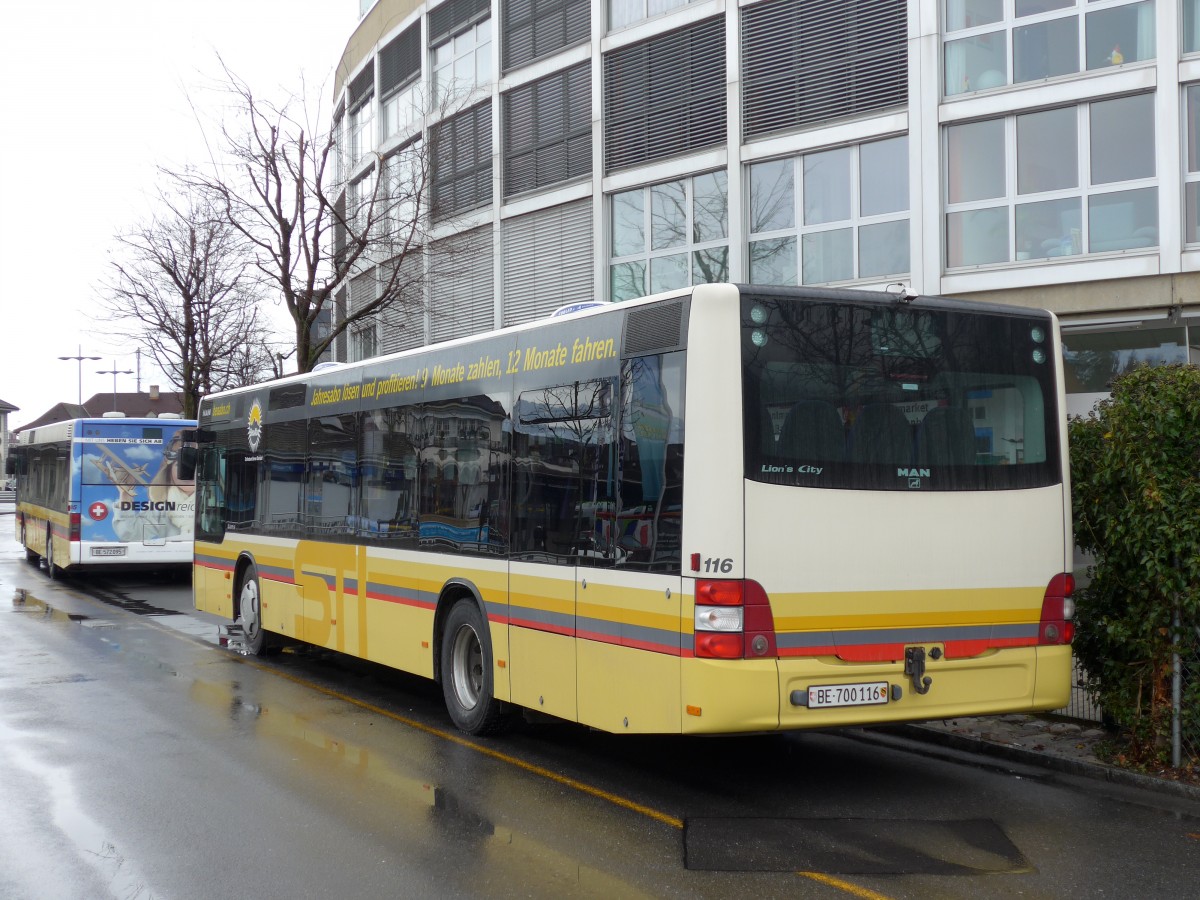 (149'387) - STI Thun - Nr. 116/BE 700'116 - MAN am 23. Mrz 2014 bei der Schifflndte Thun