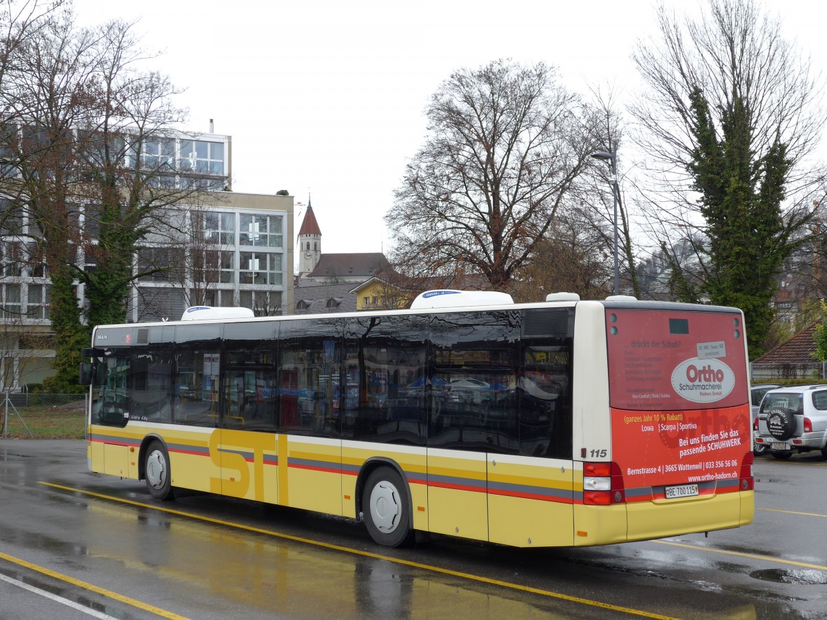 (149'390) - STI Thun - Nr. 115/BE 700'115 - MAN am 23. Mrz 2014 bei der Schifflndte Thun