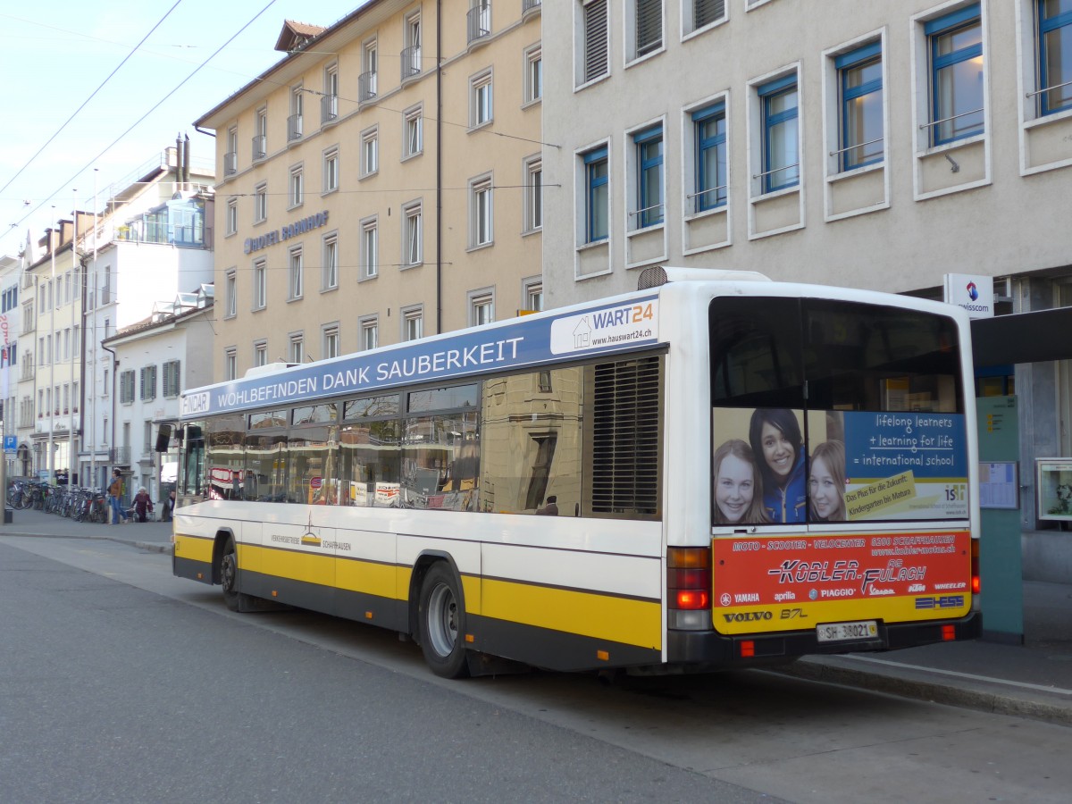 (149'430) - VBSH Schaffhausen - Nr. 21/SH 38'021 - Volvo/Hess am 29. Mrz 2014 beim Bahnhof Schaffhausen