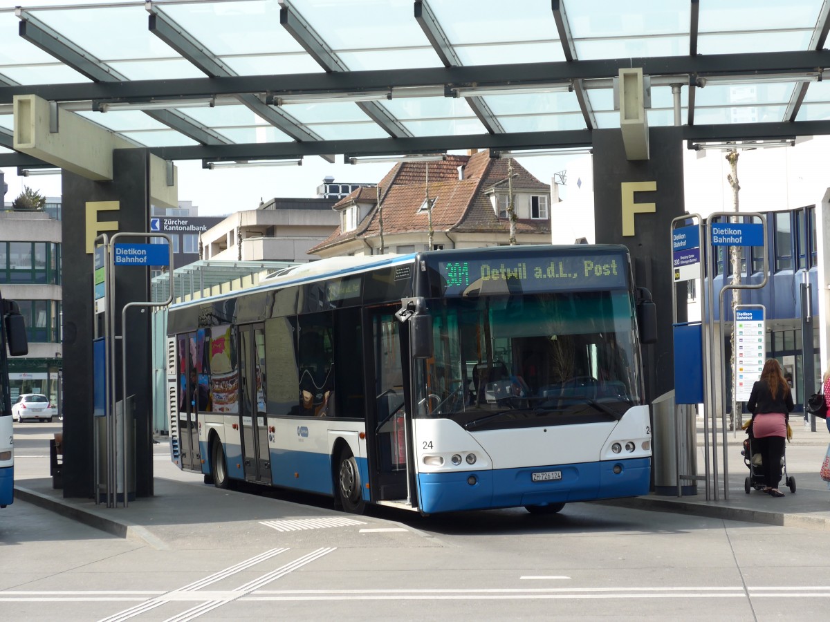 (149'466) - Limmat Bus, Dietikon - Nr. 24/ZH 726'124 - Neoplan am 31. Mrz 2014 beim Bahnhof Dietikon