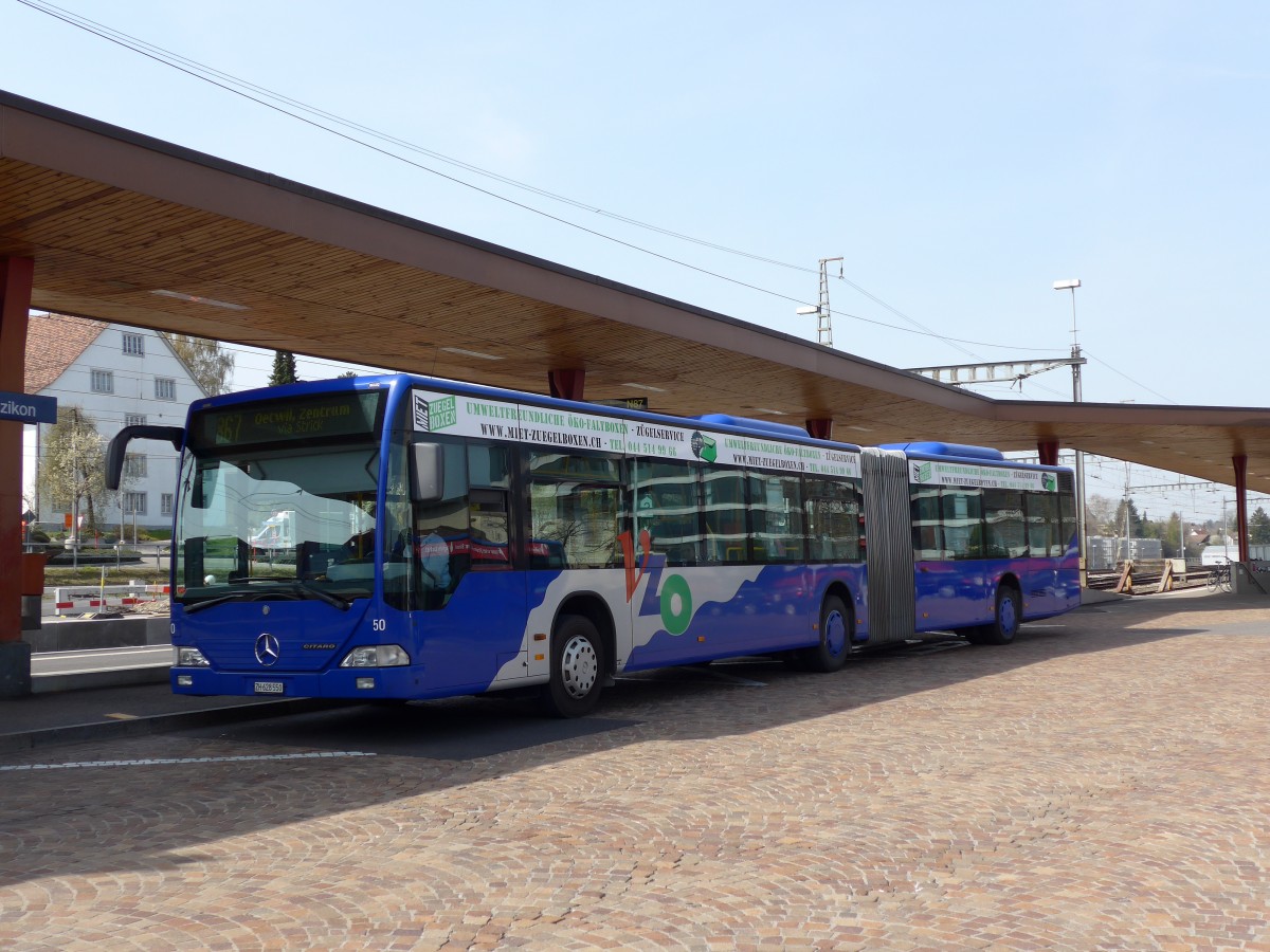 (149'490) - VZO Grningen - Nr. 50/ZH 628'550 - Mercedes am 31. Mrz 2014 beim Bahnhof Wetzikon