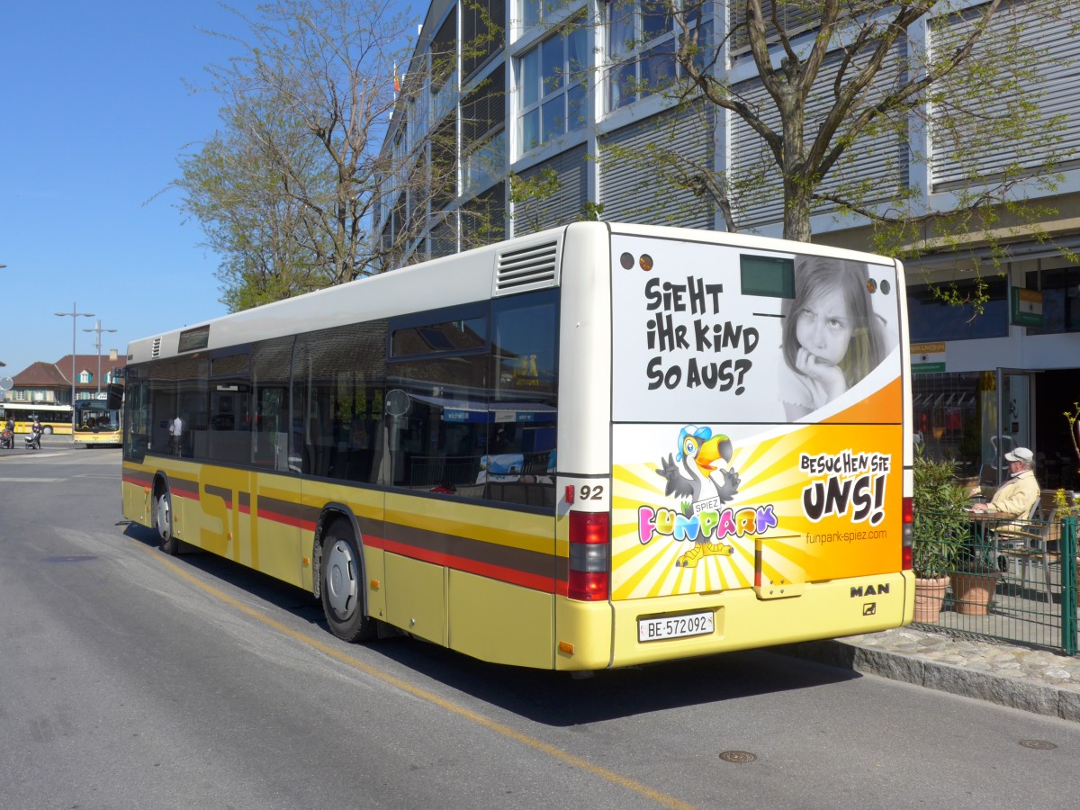 (149'656) - STI Thun - Nr. 92/BE 572'092 - MAN am 17. April 2014 bei der Schifflndte Thun