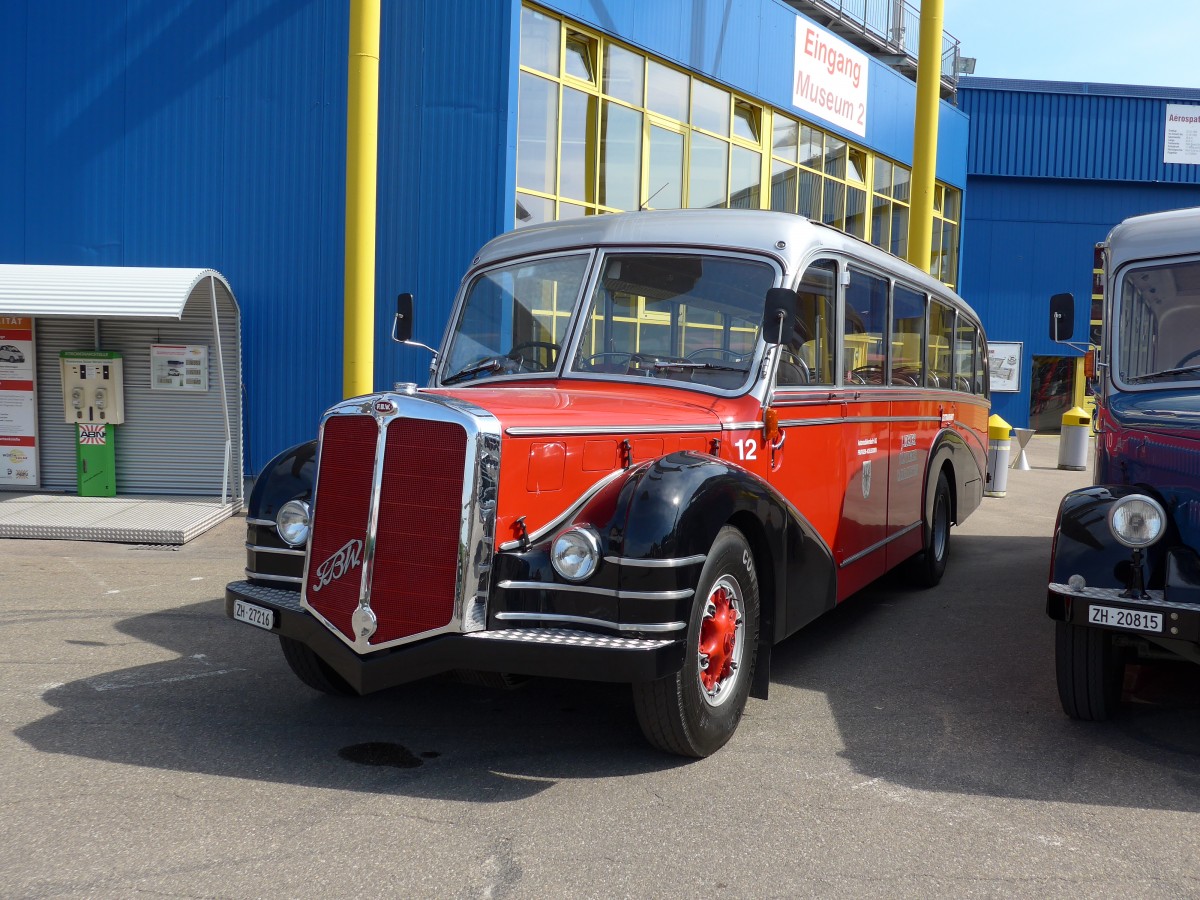 (149'792) - Aus der Schweiz: Meier, Grt - Nr. 12/ZH 27'216 - FBW/R&J (ex Wespe, altsttten; ex AFA Adelboden Nr. 12) am 25. April 2014 in Sinsheim, Museum