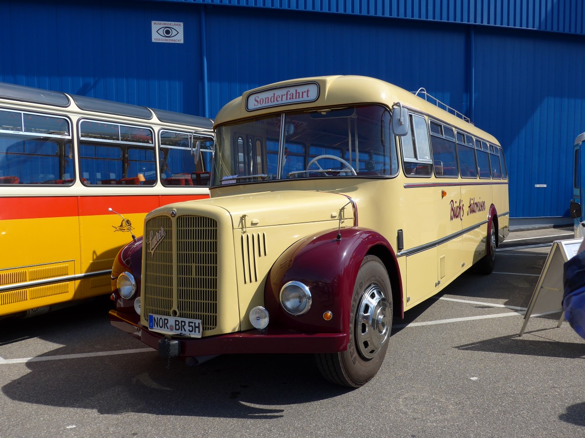 (149'832) - Buck's Autoreisen, Grossheide - NOR-BR 5H - Saurer am 25. April 2014 in Sinsheim, Museum