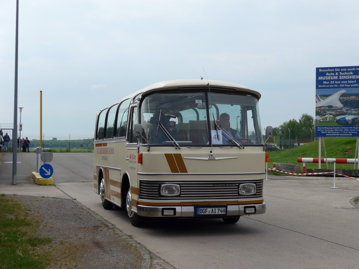 (150'204) - Auwrter Museum, Stuttgart - DGF-AI 74H - Neoplan (ex St. Claire School, GB-Nottingham) am 26. April 2014 in Speyer, Technik-Museum 