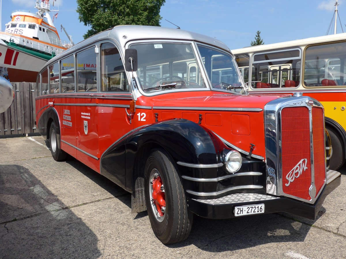 (150'407) - Aus der Schweiz: Meier, Grt - Nr. 12/ZH 27'216 - FBW/R&J (ex Wespe, Altsttten; ex AFA Adelboden Nr. 12) am 26. April 2014 in Speyer, Technik-Museum