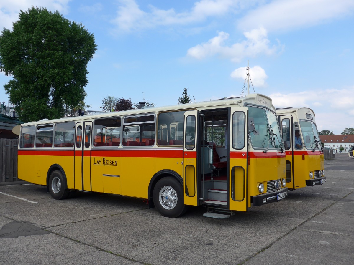 (150'501) - Lay Reisen, Pttlingen - SB-LR 31H - Saurer/Tscher (ex Looser, Elm; ex Polizeidirektion, Bern; ex P 24'657) am 26. April 2014 in Speyer, Technik-Museum