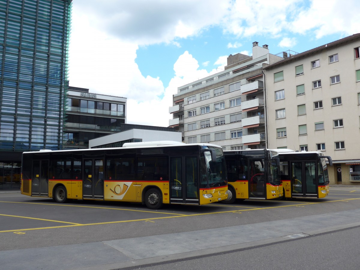 (151'060) - CarPostal Ouest - Nr. 16/JU 61'876 - Mercedes am 29. Mai 2014 in Delmont, Place de la Poste