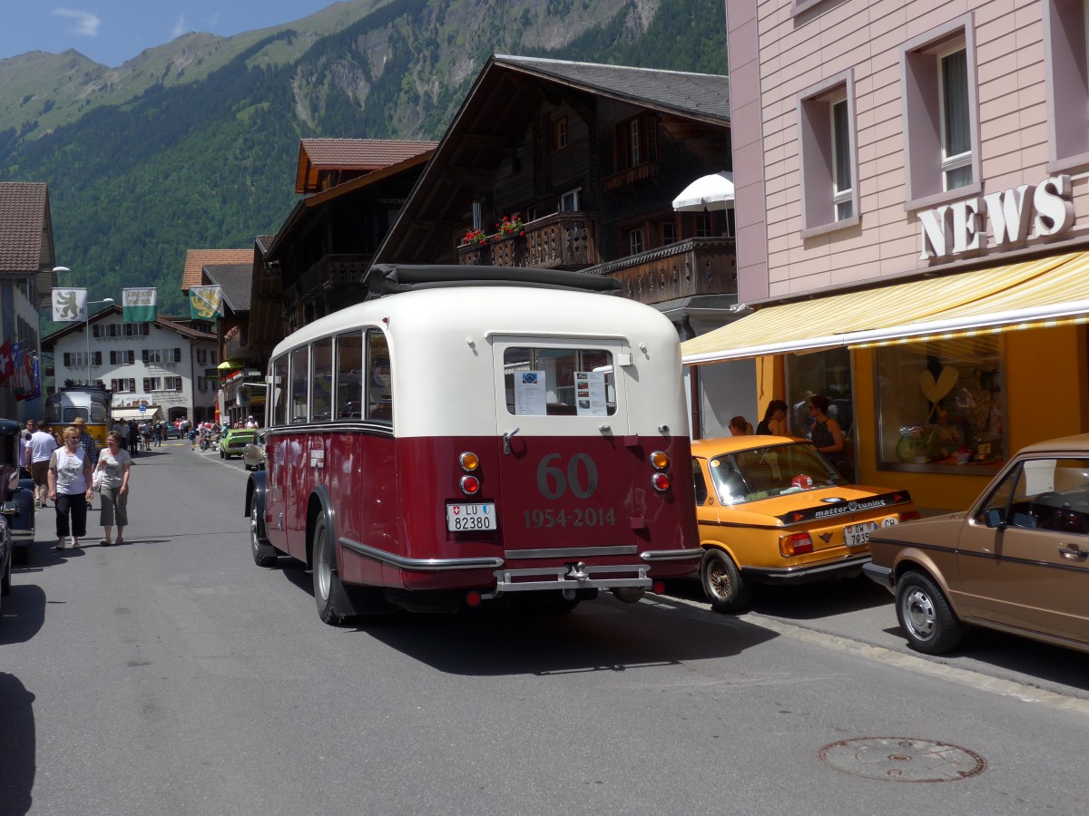 (151'364) - Bechter, Kriens - LU 82'380 - Saurer/Krapf (ex Mnch, D-Marienberg; ex Spirig, Widnau; ex RhV Altsttten Nr. 33; ex Thr, Eichberg) am 8. Juni 2014 in Brienz, OiO