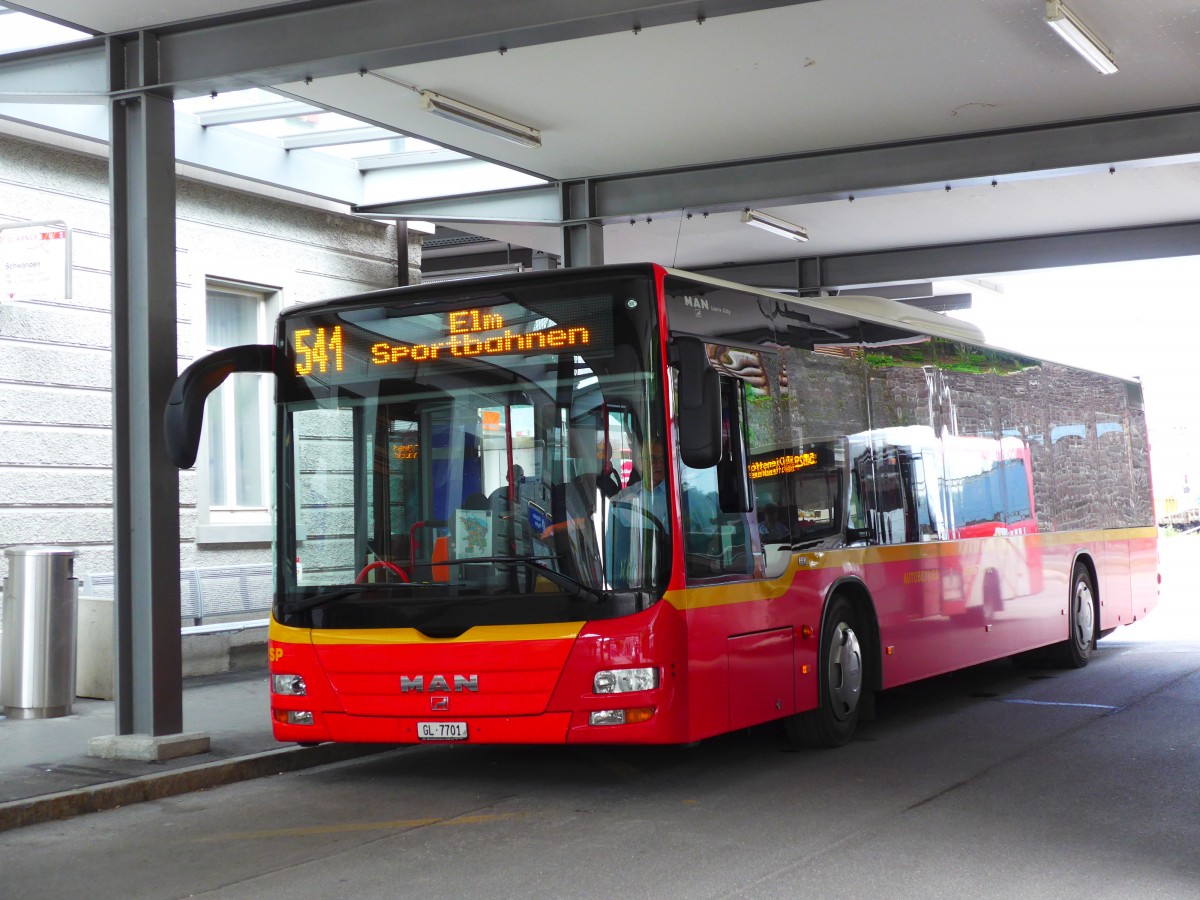 (151'800) - AS Engi - Nr. 1/SP/GL 7701 - MAN am 23. Juni 2014 beim Bahnhof Schwanden