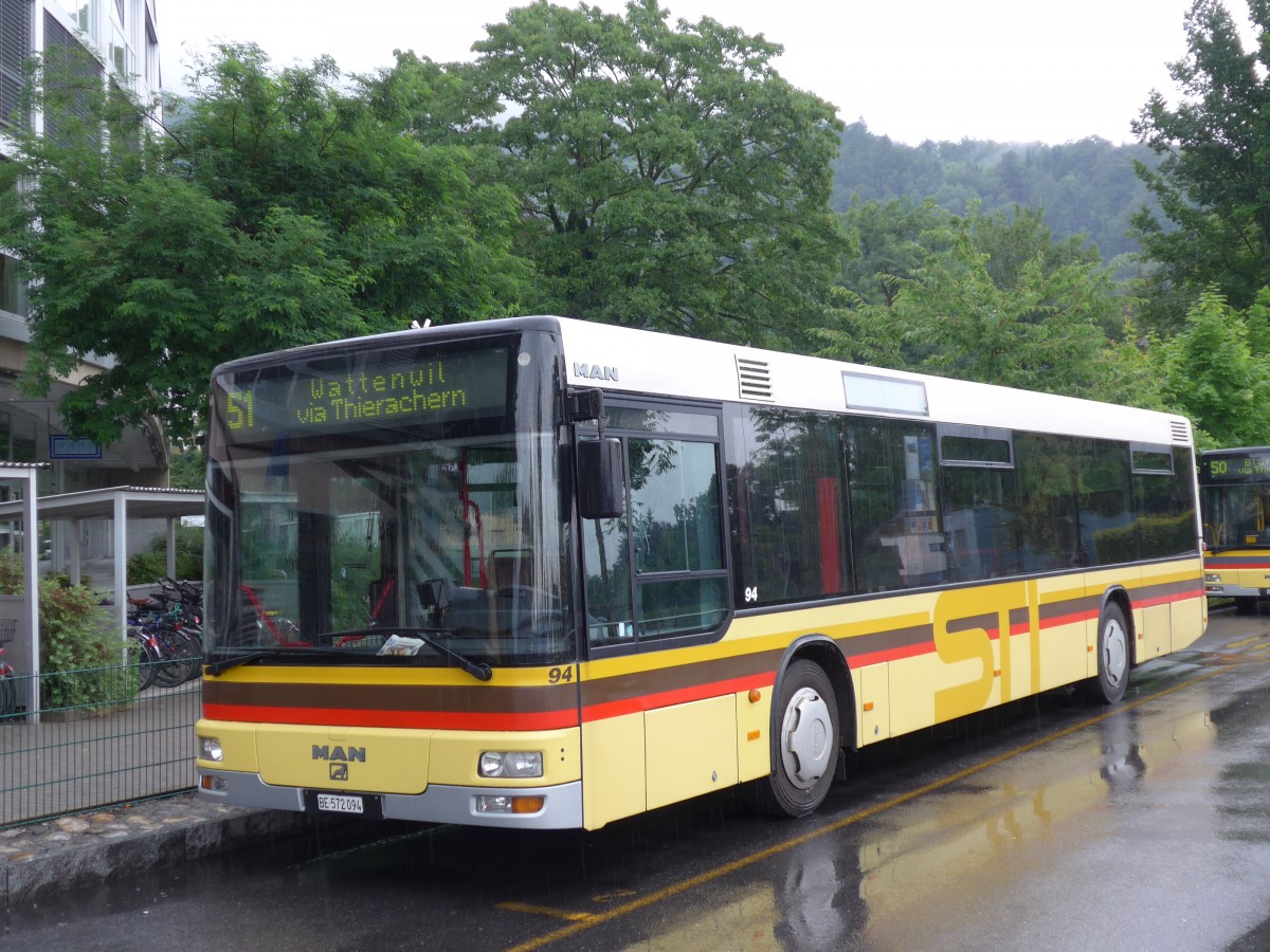 (152'021) - STI Thun - Nr. 94/BE 572'094 - MAN am 2. Juli 2014 bei der Schifflndte Thun