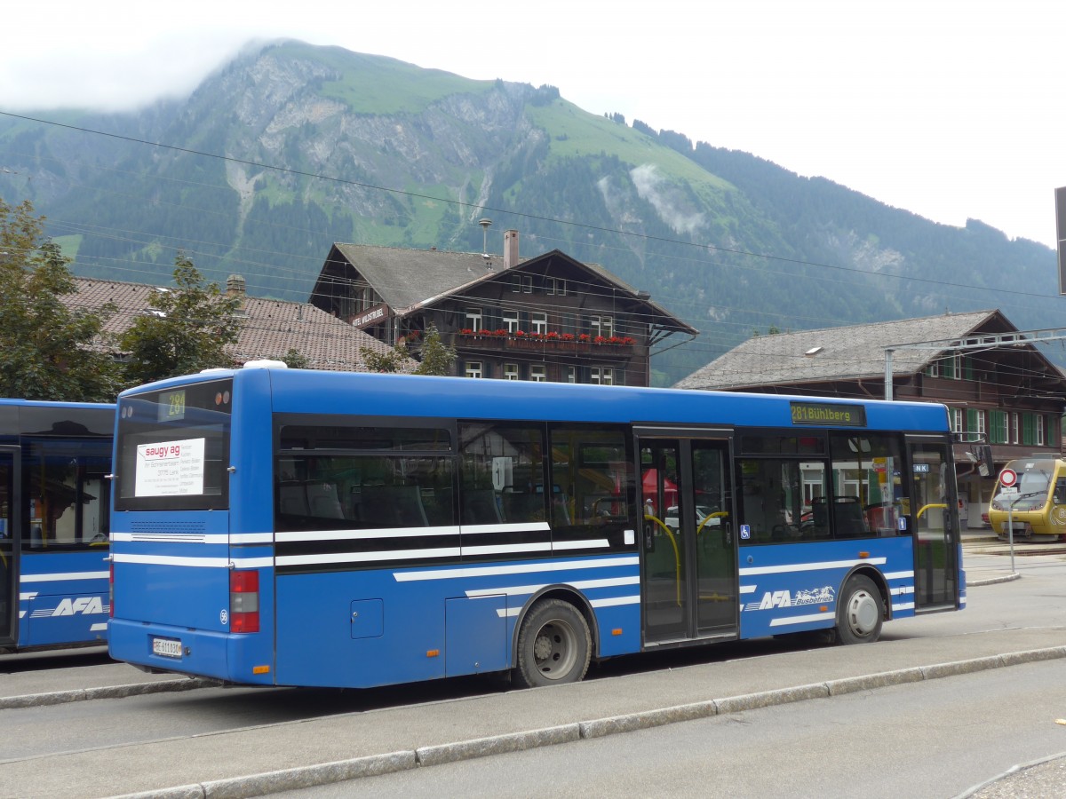 (153'478) - AFA Adelboden - Nr. 56/BE 611'030 - MAN/Gppel am 27. Juli 2014 beim Bahnhof Lenk