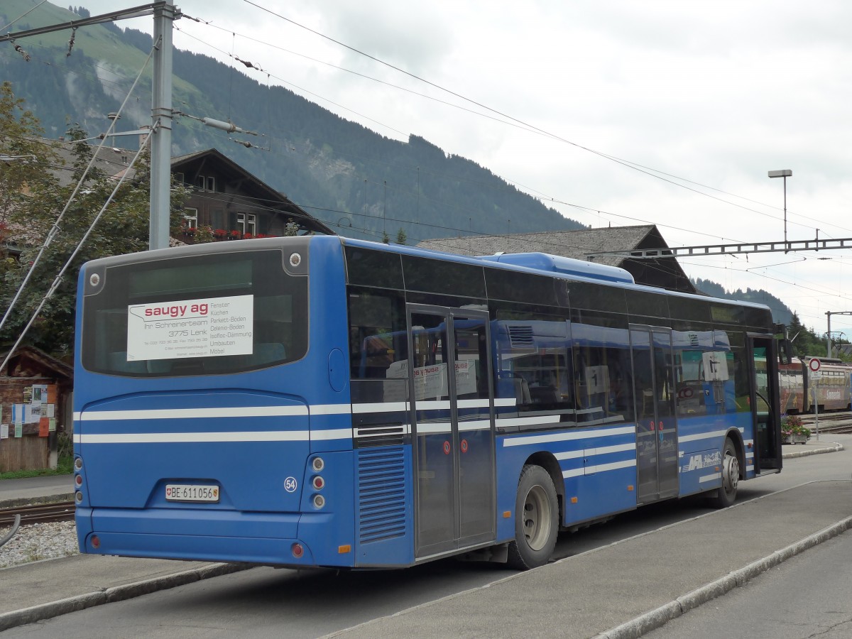 (153'479) - AFA Adelboden - Nr. 54/BE 611'056 - Neoplan (ex VBZ Zrich Nr. 243) am 27. Juli 2014 beim Bahnhof Lenk