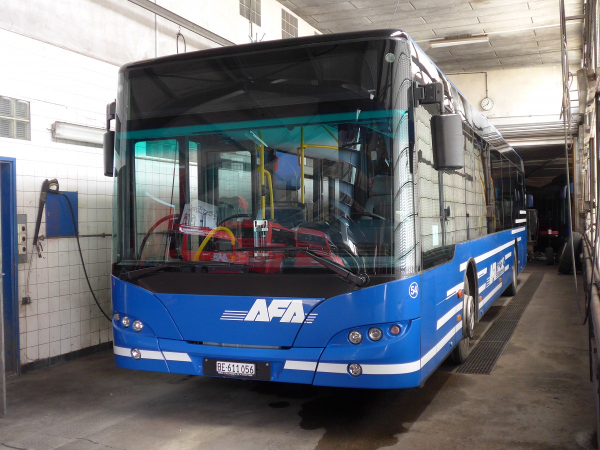 (153'520) - AFA Adelboden - Nr. 54/BE 611'056 - Neoplan (ex VBZ Zrich Nr. 243) am 1. August 2014 im Autobahnhof Adelboden