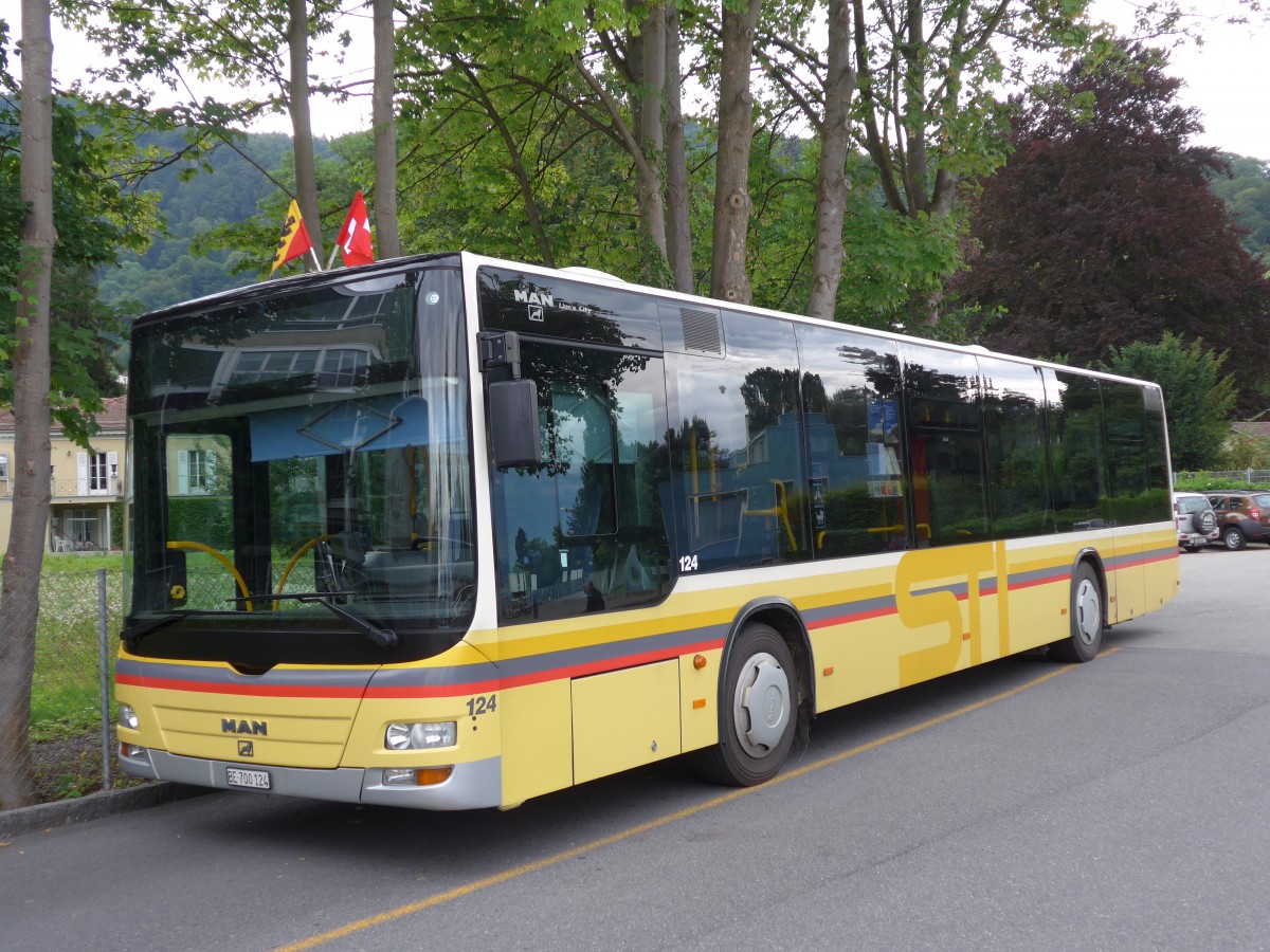 (153'526) - STI Thun - Nr. 124/BE 700'124 - MAN am 2. August 2014 bei der Schifflndte Thun