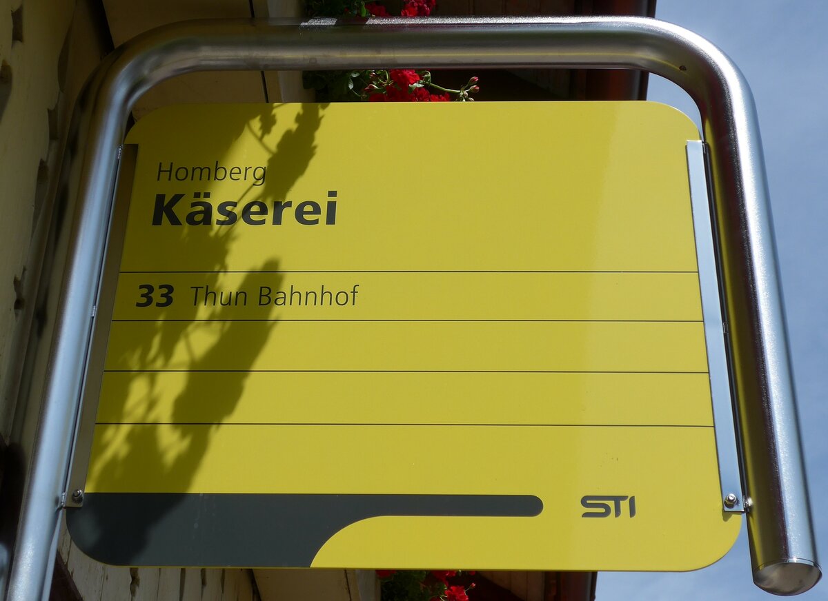 (153'712) - STI-Haltestellenschild - Homberg, Kserei - am 10. August 2014