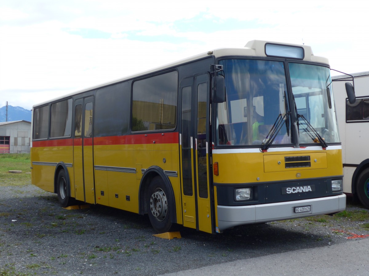 (153'798) - Schneller, Mgenwil - AG 408'626 - Scania/Lauber (ex Dubuis, Savise) am 16. August 2014 in Altsttten, Allmendplatz