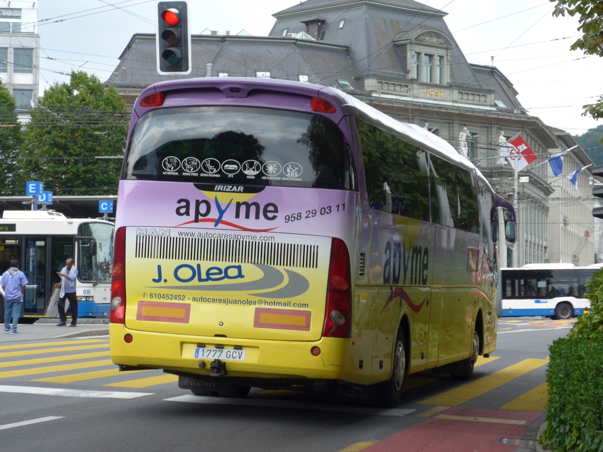 (154'057) - Aus Spanien: Olea, Granada - 1777 GCV - MAN/Irizar am 19. August 2014 beim Bahnhof Luzern