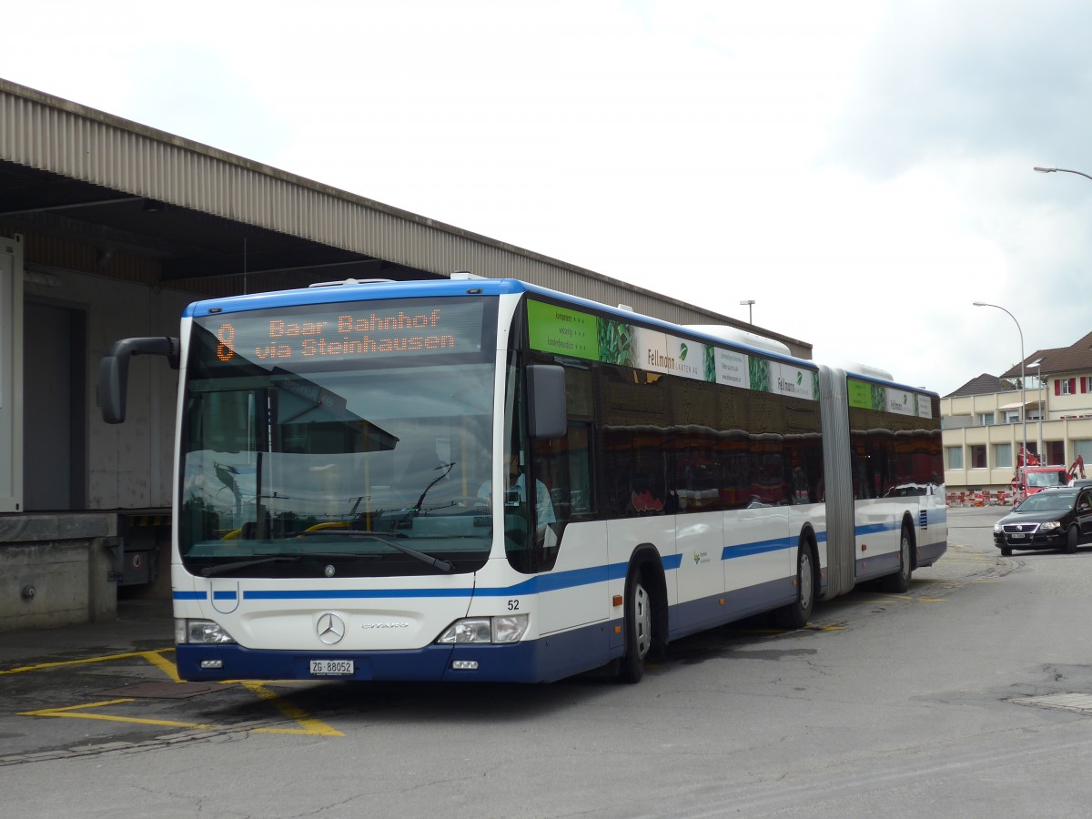 (154'114) - ZVB Zug - Nr. 52/ZG 88'052 - Mercedes am 19. August 2014 beim Bahnhof Rotkreuz