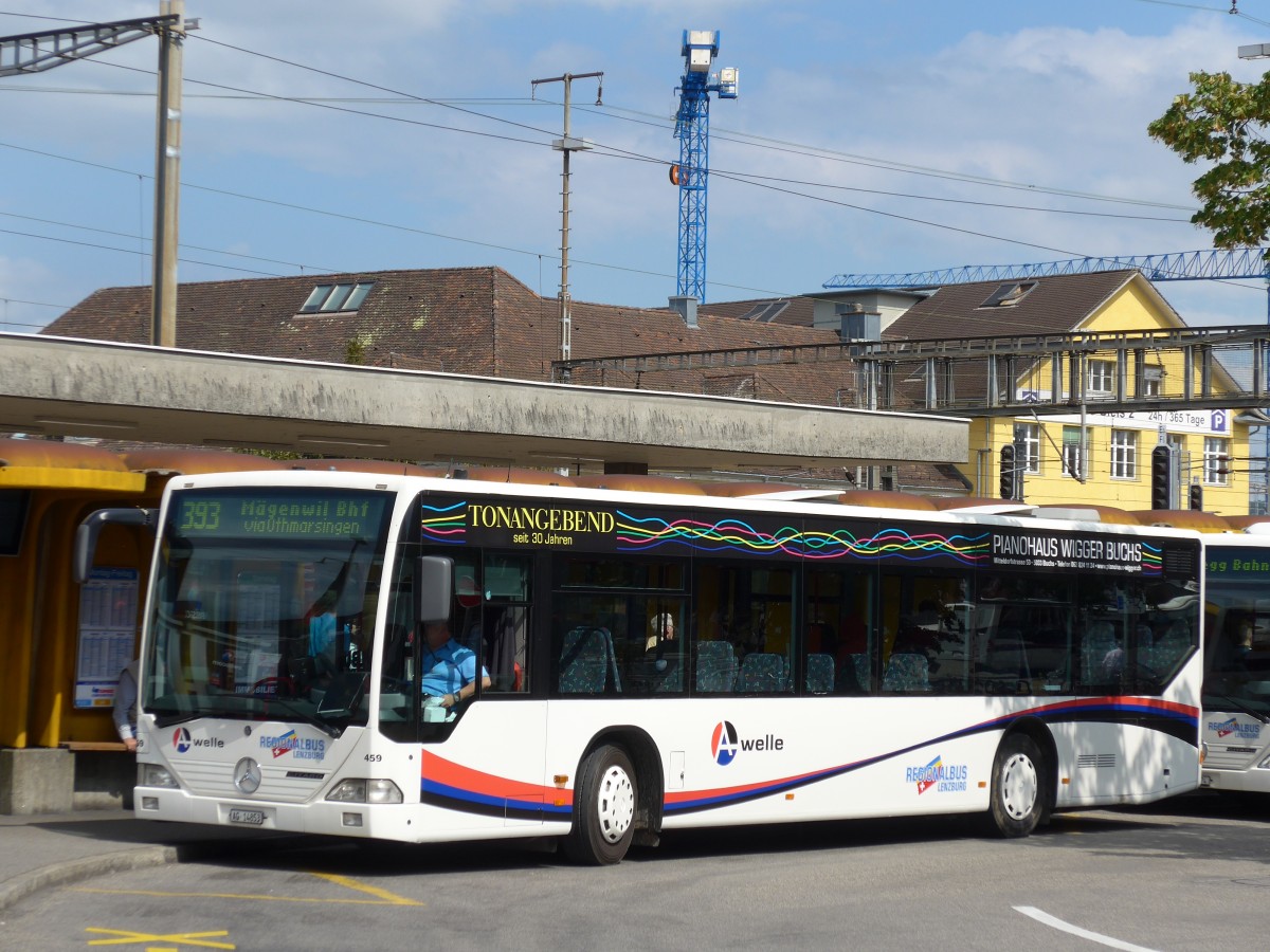 (154'134) - Knecht, Windisch - Nr. 459/AG 14'853 - Mercedes (ex Nr. 59) am 19. August 2014 beim Bahnhof Lenzburg