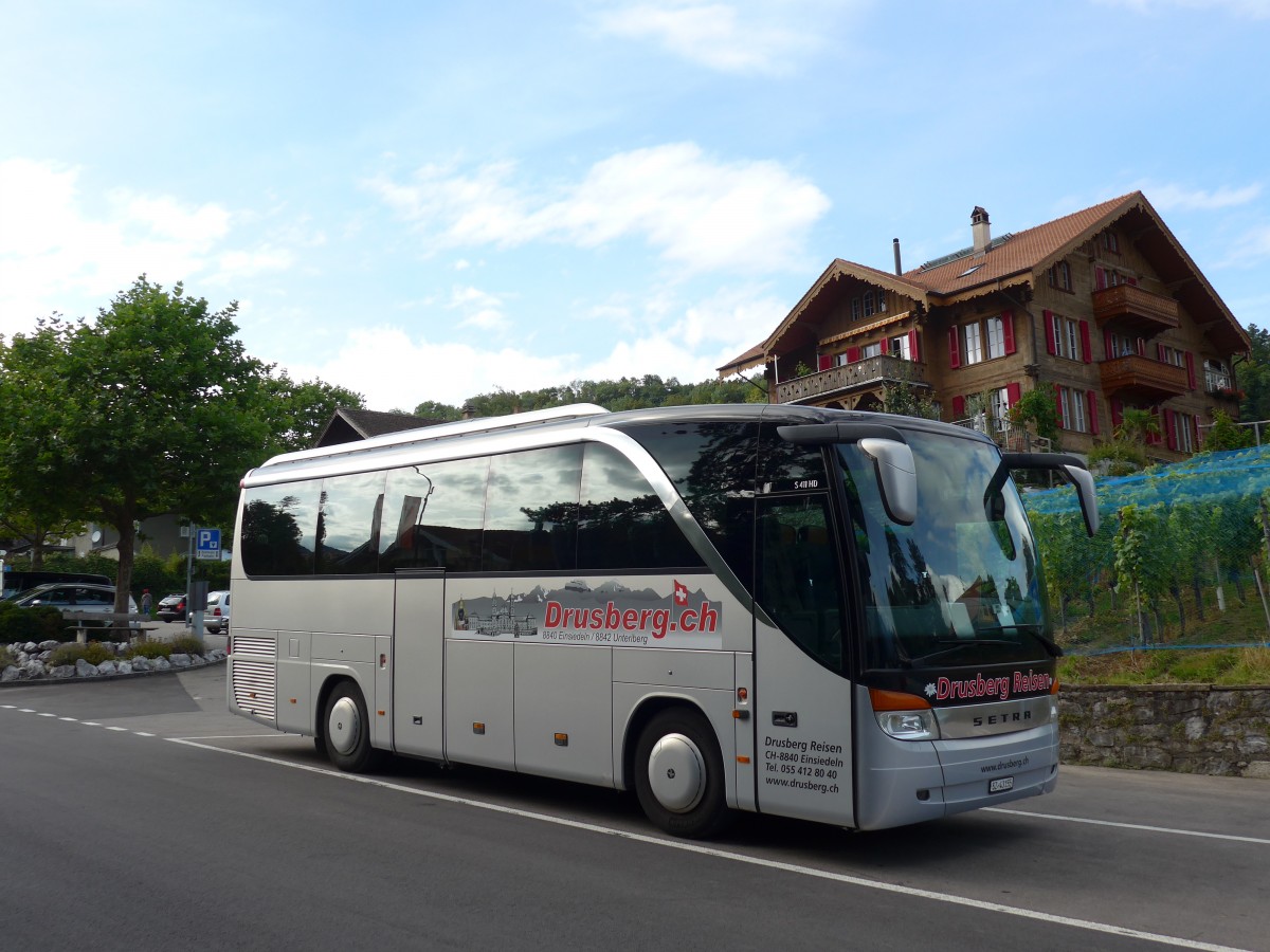 (154'437) - Schelbert, Einsiedeln - SZ 43'155 - Setra (ex Oesterreich) am 24. August 2014 in Spiez, Parkplatz Regez