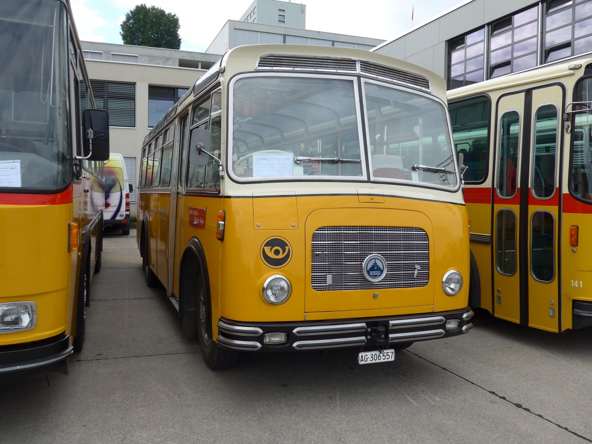 (154'489) - Streiff, Gelterkinden - AG 306'557 - Saurer/Gangloff (ex Oldie-Tours Zrisee, Wollerau; ex OTAG, Wald; ex Leibundgut, Obergoldbach; ex Krebs, Belpberg) am 30. August 2014 in Oberkirch, CAMPUS Sursee