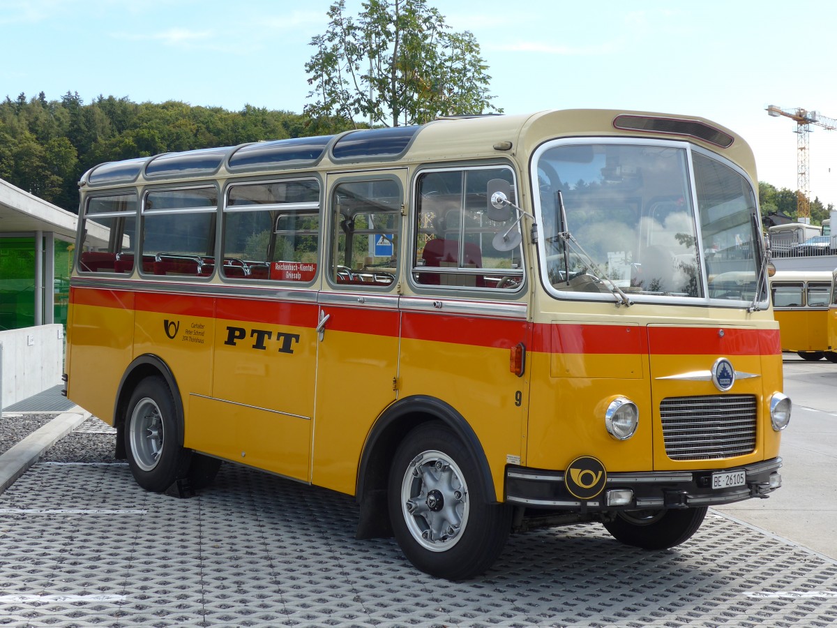 (154'584) - Schmid, Thrishaus - Nr. 9/BE 26'105 - Saurer/R&J (ex Geiger, Adelboden Nr. 9) am 30. August 2014 in Oberkirch, CAMPUS Sursee