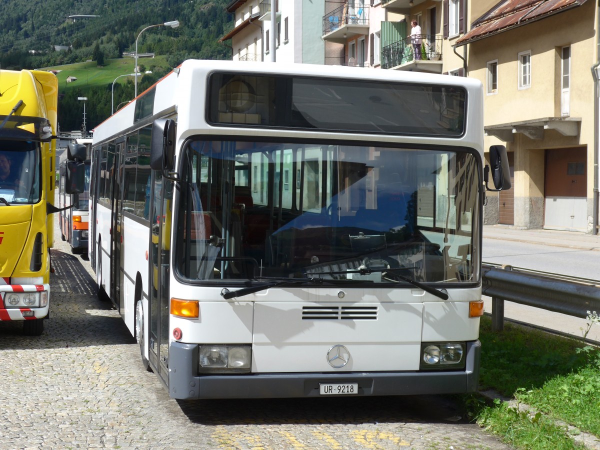 (154'775) - Meyer, Gschenen - UR 9218 - Mercedes (ex BSU Solothurn Nr. 65; ex BSU Solothurn Nr. 59) am 1. September 2014 beim Bahnhof Airolo