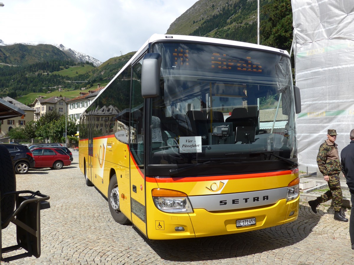 (154'782) - AVG Meiringen - Nr. 73/BE 171'453 - Setra am 1. September 2014 beim Bahnhof Airolo