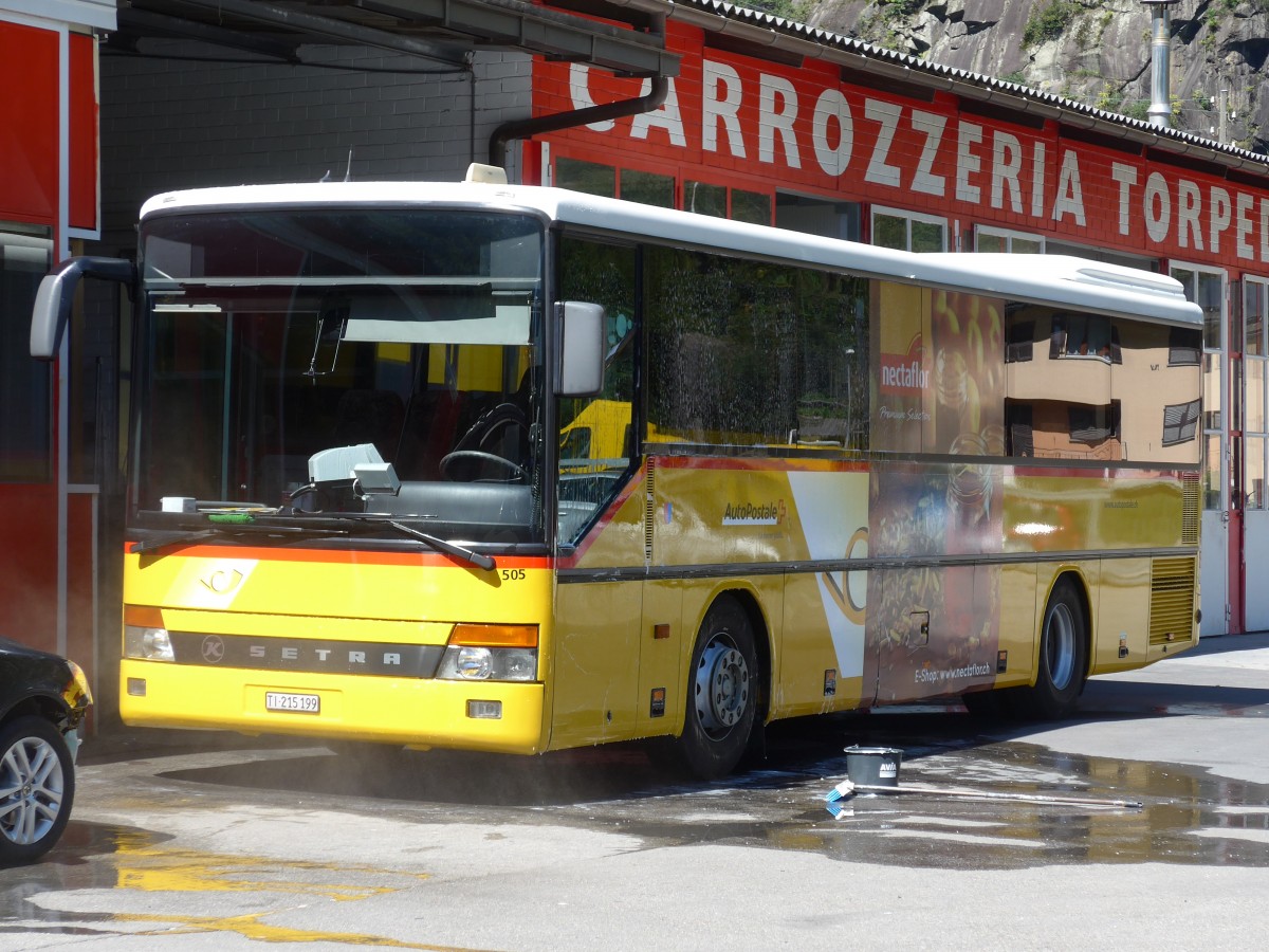 (154'823) - AutoPostale Ticino - Nr. 505/TI 215'199 - Setra (ex P 25'652) am 1. September 2014 in Bodio, Carrozzeria Torpedo