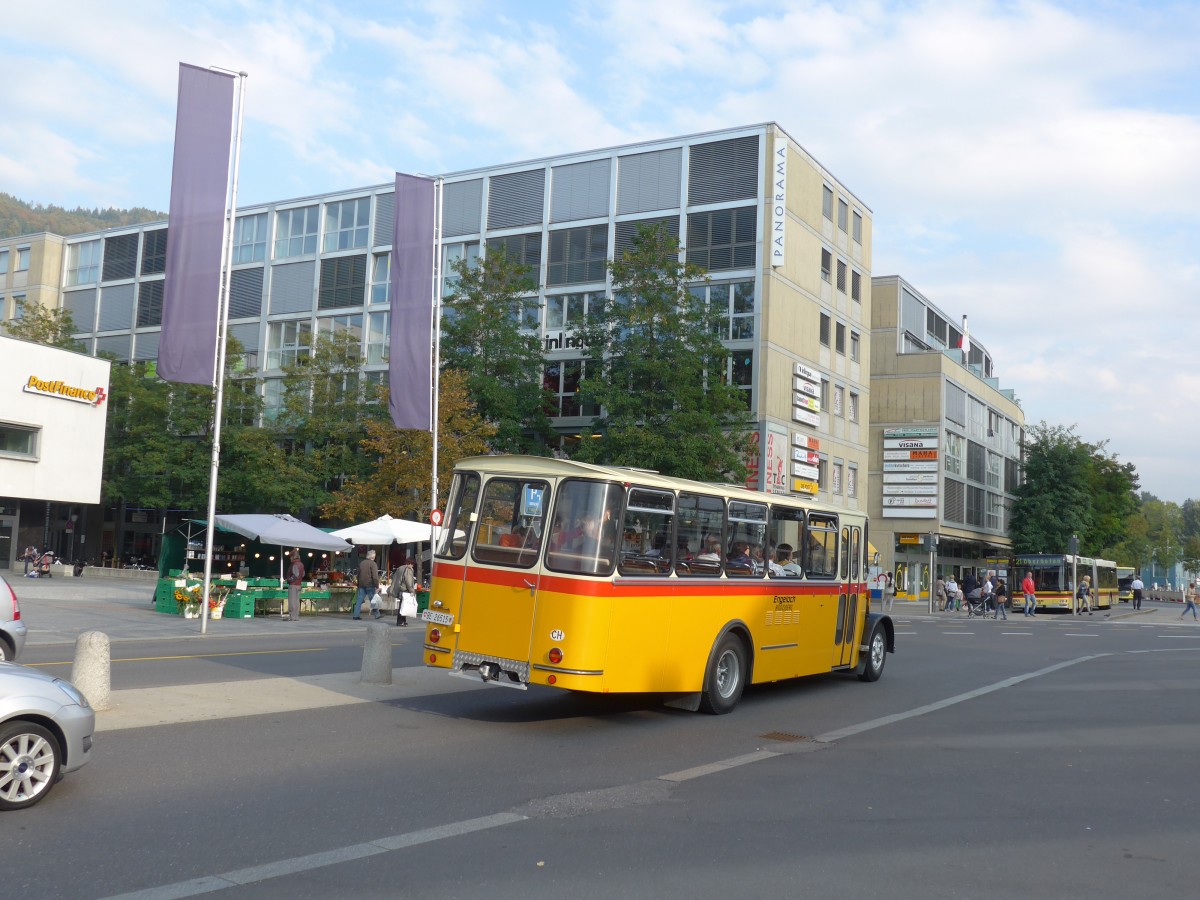 (155'459) - Engeloch, Riggisberg - BE 26'515 - Saurer/R&J (ex Nr. 9; ex Nr. 2) am 4. Oktober 2014 beim Bahnhof Thun