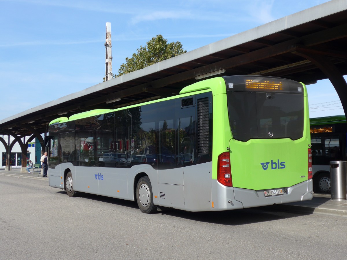 (155'466) - Busland, Burgdorf - Nr. 113/BE 755'113 - Mercedes am 5. Oktober 2014 beim Bahnhof Burgdorf