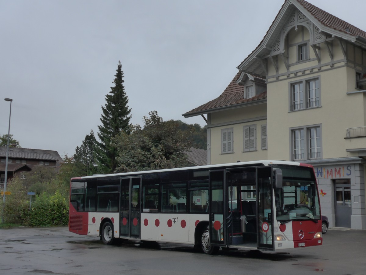 (155'741) - Stryffeler, Boltigen - BE 320'159 - Mercedes (ex TPF Fribourg Nr. 78) am 13. Oktober 2014 beim Bahnhof Wimmis