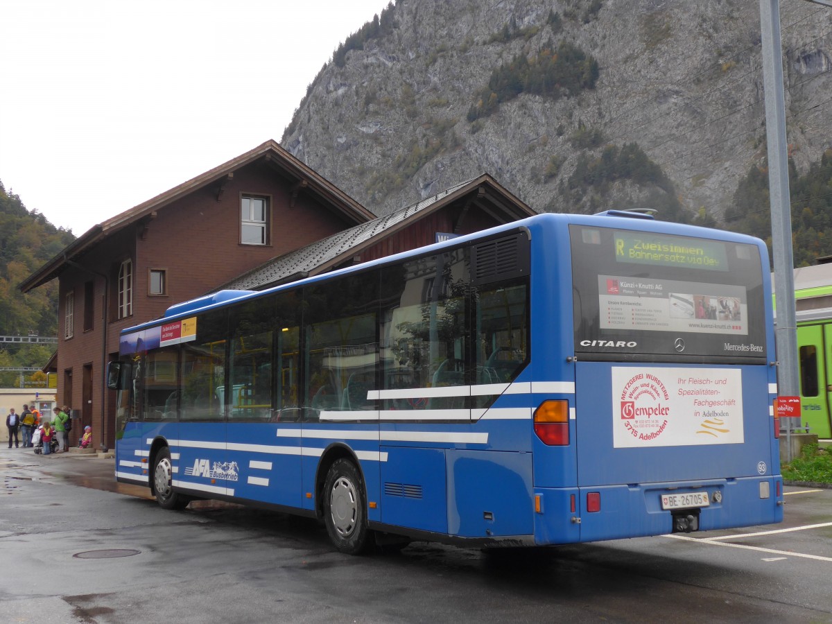 (155'758) - AFA Adelboden - Nr. 93/BE 26'705 - Mercedes (ex Nr. 5) am 13. Oktober 2014 beim Bahnhof Wimmis