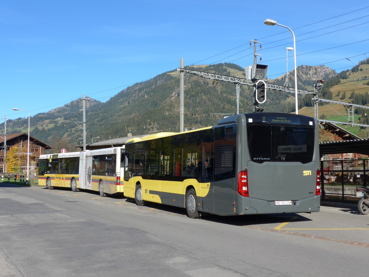 (155'852) - STI Thun - Nr. 175/BE 752'175 - Mercedes am 19. Oktober 2014 beim Bahnhof Zweisimmen