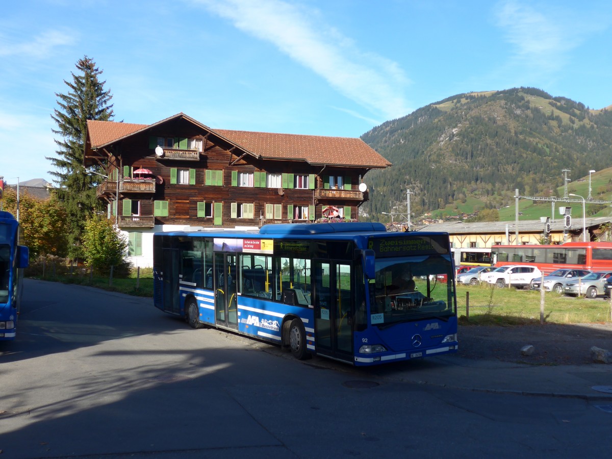 (155'871) - AFA Adelboden - Nr. 92/BE 26'704 - Mercedes (ex Nr. 4) am 19. Oktober 2014 beim Bahnhof Zweisimmen